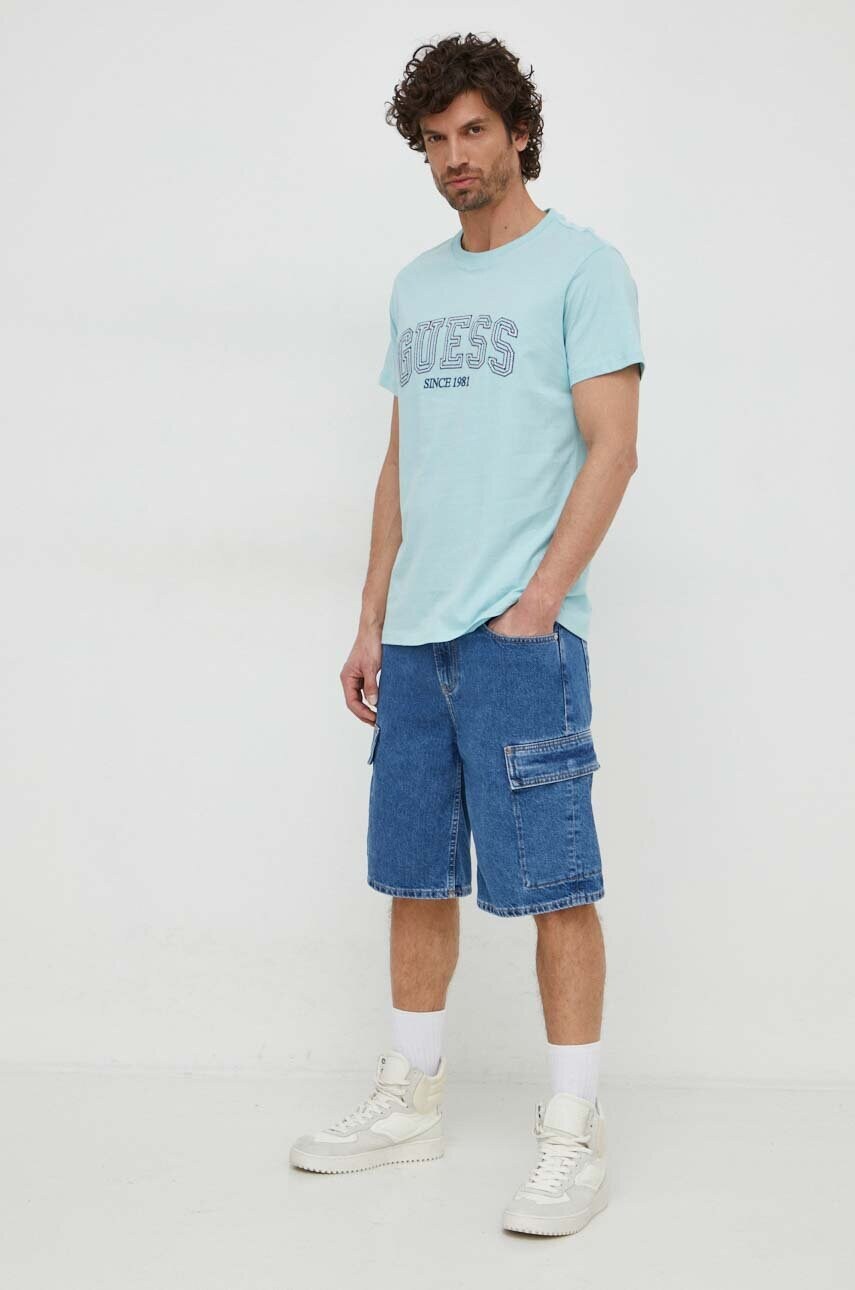 Бавовняна футболка Guess чоловічий з аплікацією
