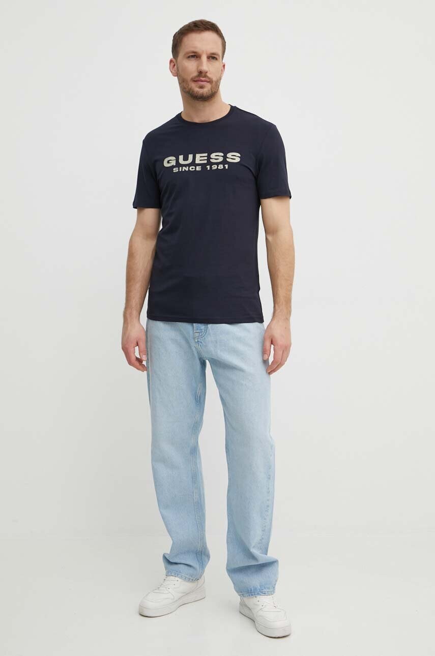 Футболка Guess чоловіча колір синій з принтом M4GI61 J1314