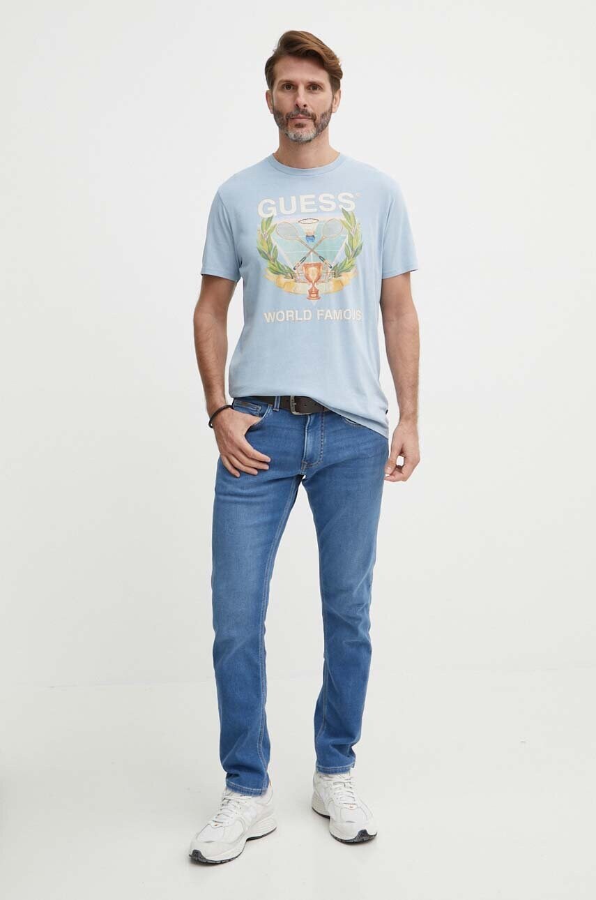 Бавовняна футболка Guess чоловічий з принтом M4GI60 K9RM1