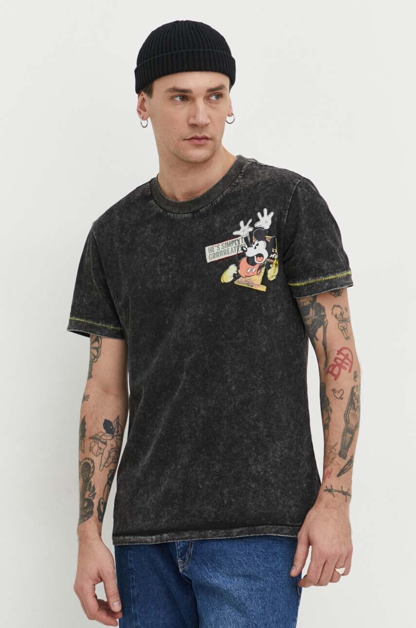 Бавовняна футболка Desigual x Disney чоловіча колір чорний візерунок