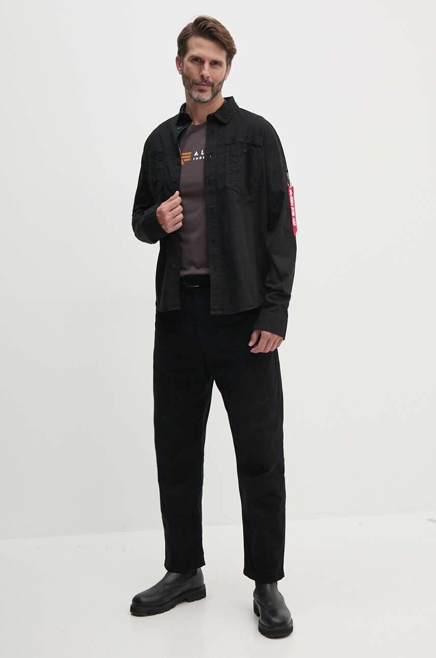 Бавовняна футболка Alpha Industries Label чоловіча колір коричневий з принтом 118502