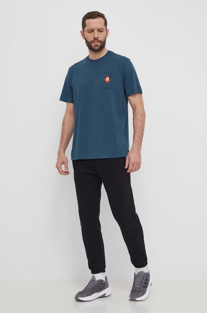 Бавовняна футболка adidas Originals чоловіча колір бірюзовий з аплікацією IS2919