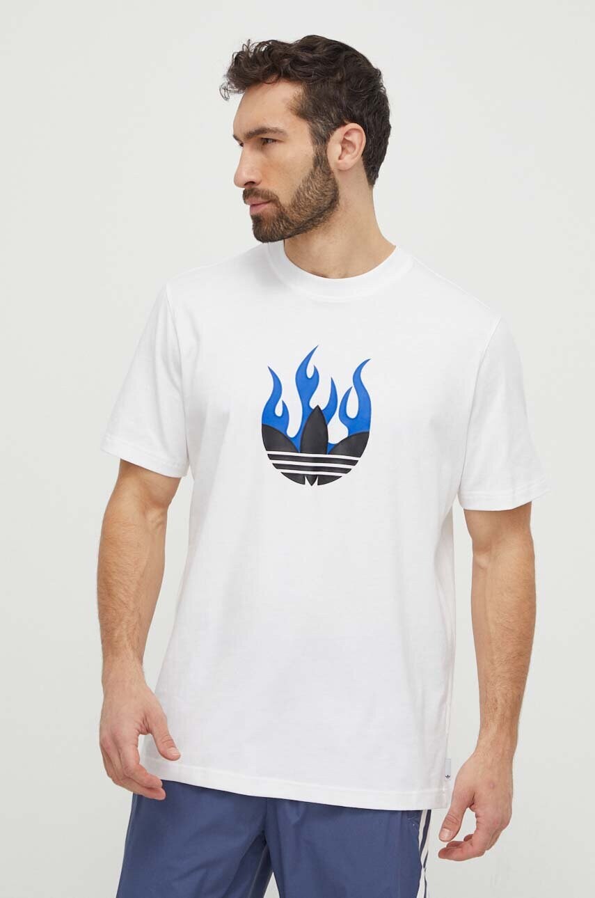 Бавовняна футболка adidas Originals чоловіча колір білий з принтом IS2944