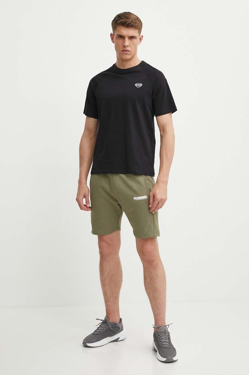 Бавовняна футболка Hummel hmlLGC KAI REGULAR HEAVY T-SHIRT чоловіча колір чорний з аплікацією 223989