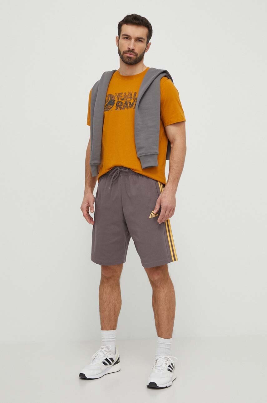 Футболка Fjallraven Lush Logo T-shirt чоловіча колір жовтий з принтом F12600219