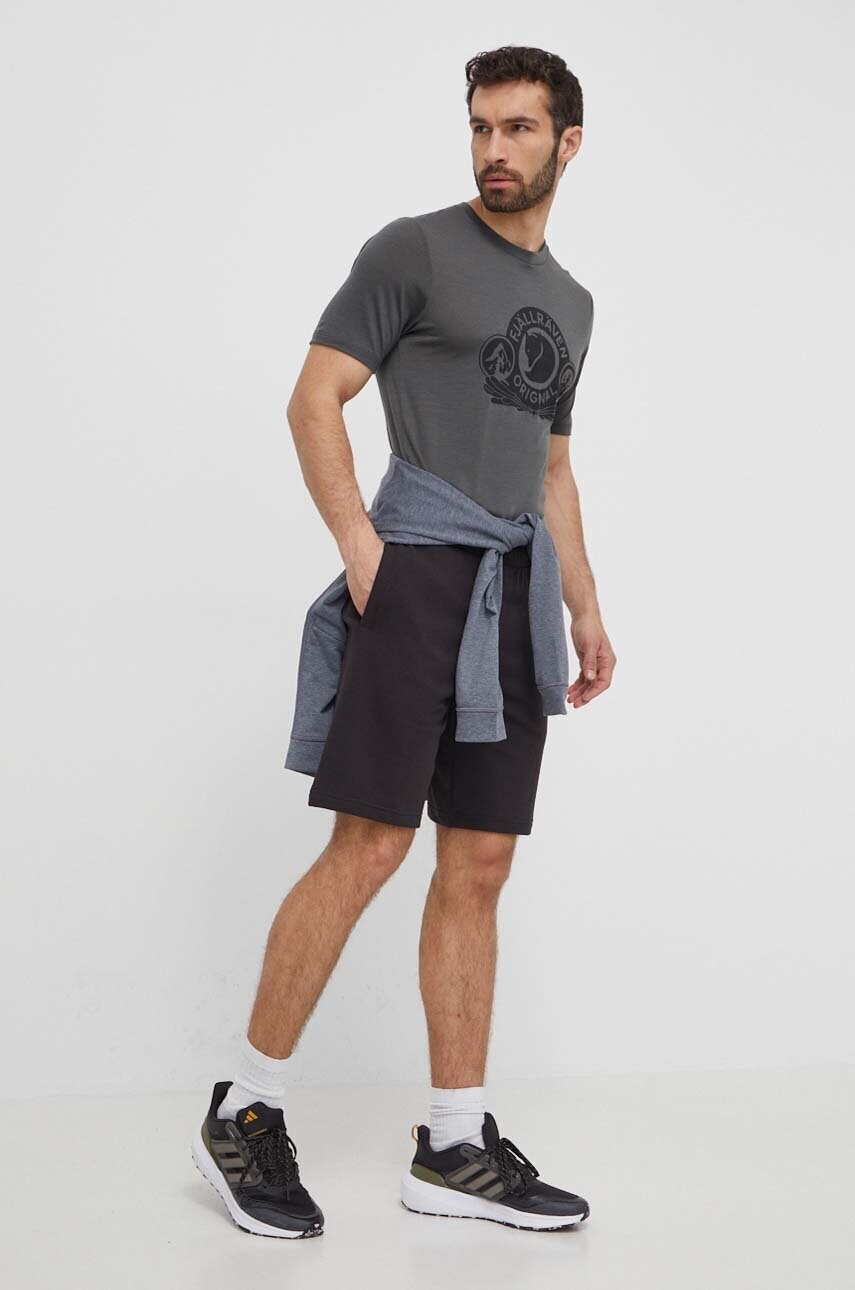 Вовняна футболка Fjallraven Abisko Wool Classic колір сірий з принтом F84117