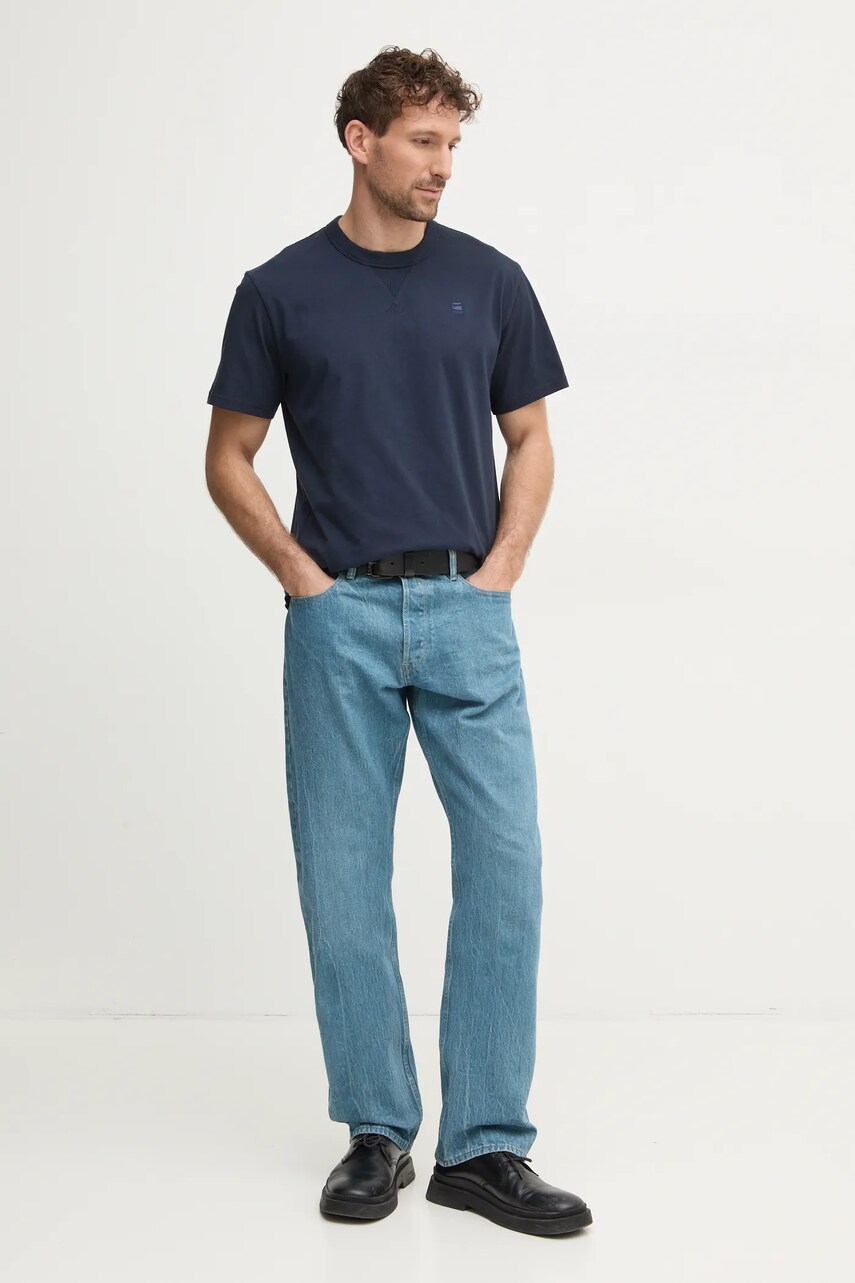 Бавовняна футболка G-Star Raw чоловіча колір синій однотонна D24449-336