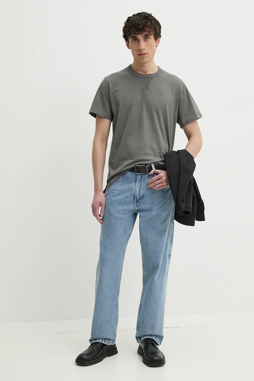 Бавовняна футболка G-Star Raw чоловіча колір сірий однотонна D24449-336