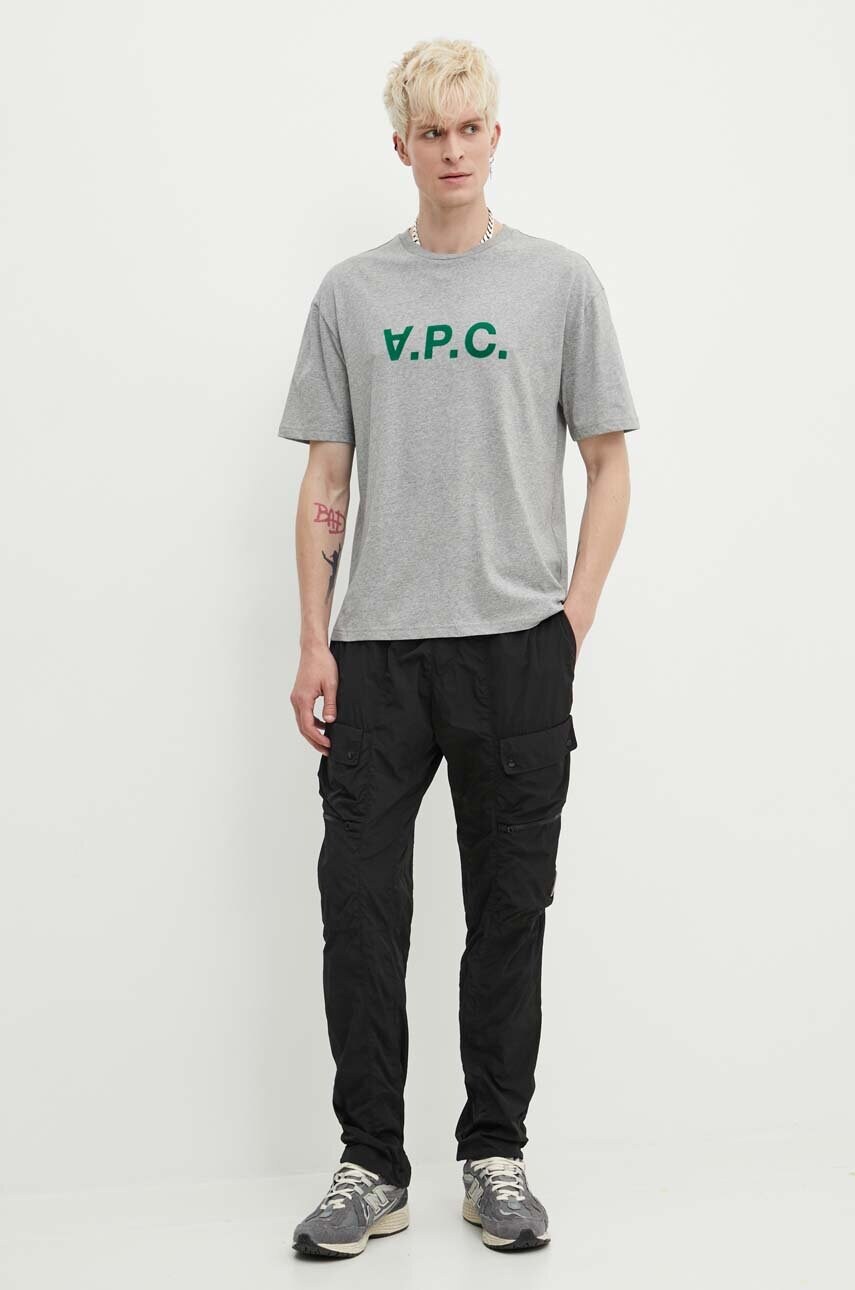 Бавовняна футболка A.P.C. T-Shirt River чоловіча колір сірий з принтом COFDW.H26324.PLB