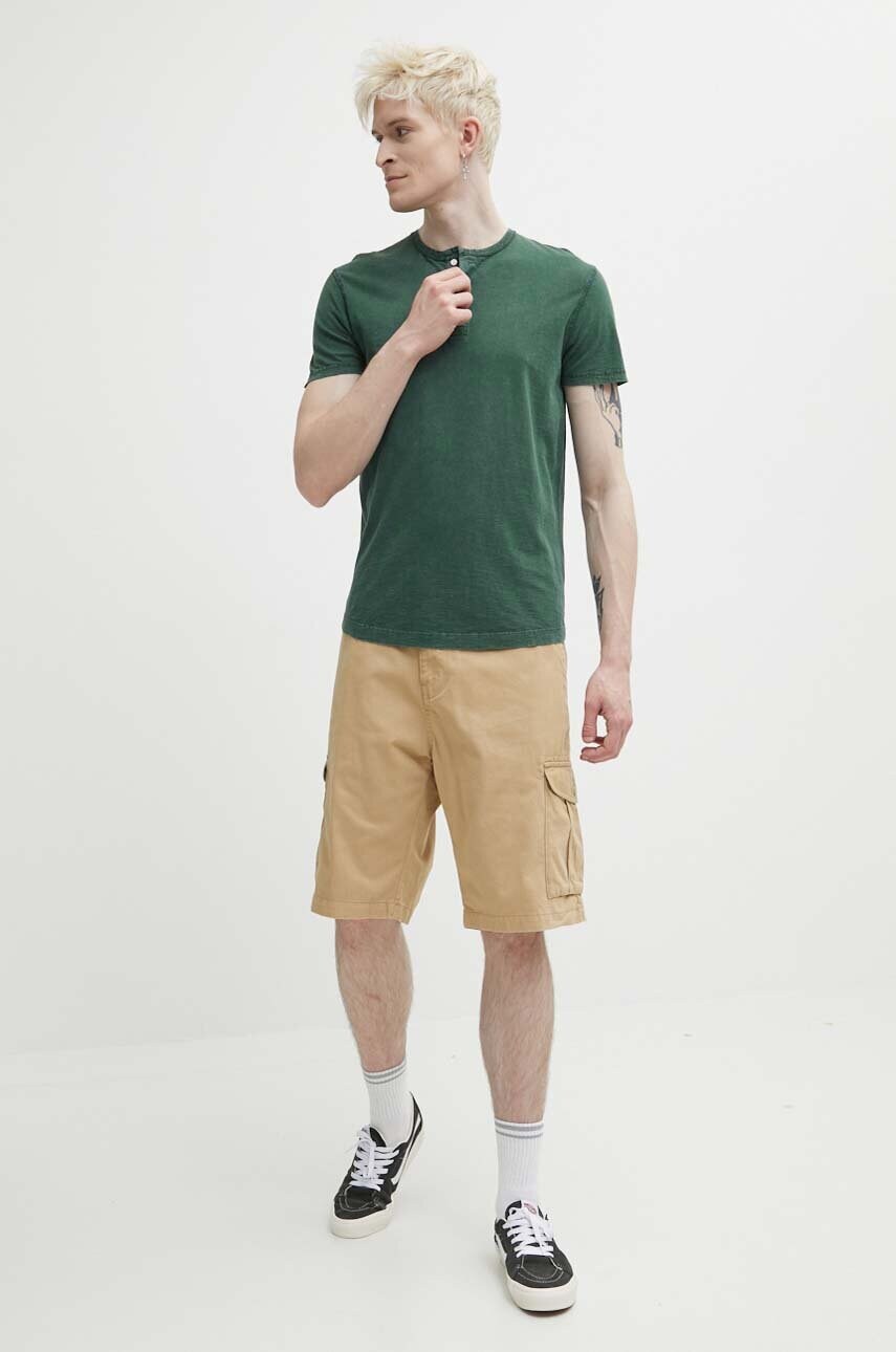 Бавовняна футболка Superdry чоловічий колір зелений однотонний