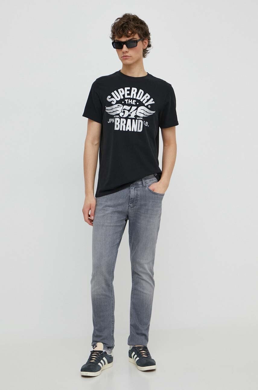 Футболка Superdry чоловічий колір чорний з принтом