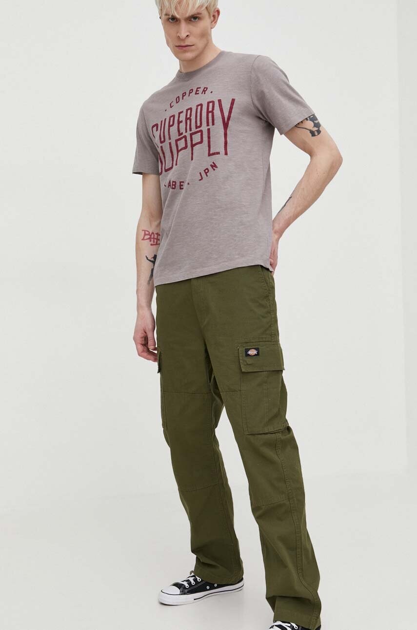 Бавовняна футболка Superdry чоловічий колір сірий з принтом