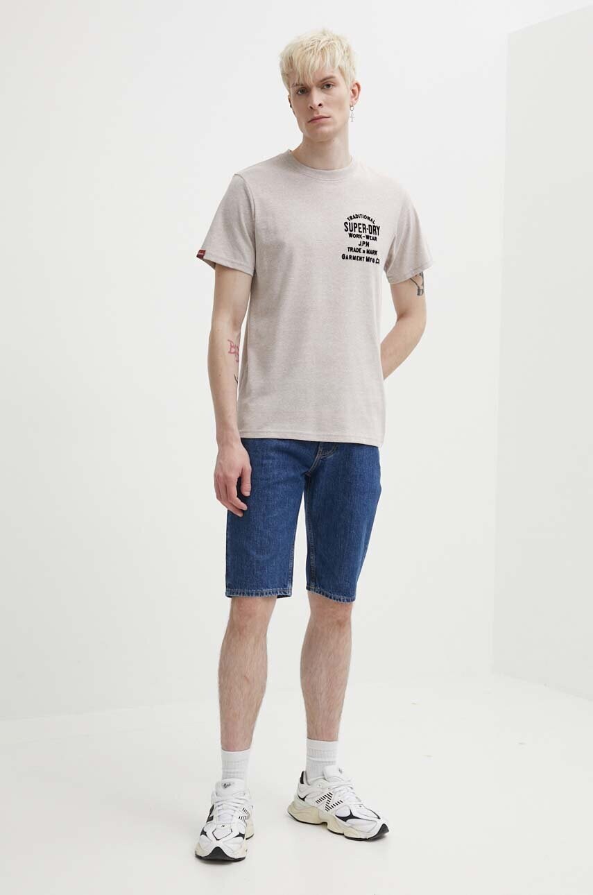 Футболка Superdry чоловічий колір бежевий меланж