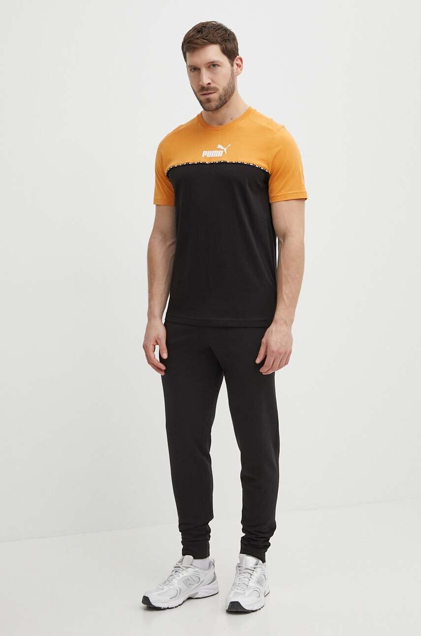 Бавовняна футболка Puma чоловічий колір коричневий візерунок