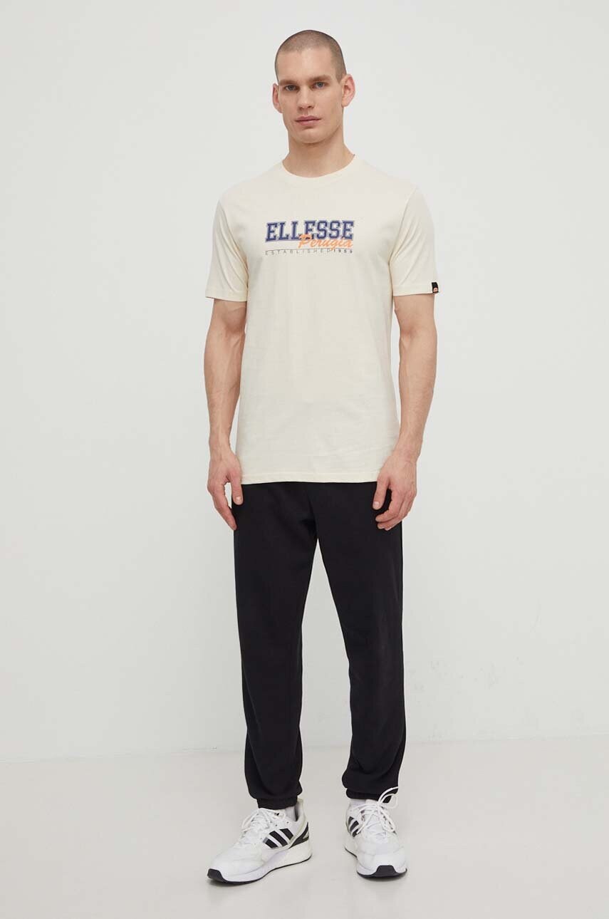 Бавовняна футболка Ellesse Zagda T-Shirt чоловіча колір бежевий з принтом SHV20122