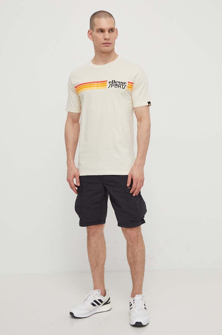 Бавовняна футболка Ellesse Sorranta T-Shirt чоловіча колір бежевий з аплікацією SHV20128