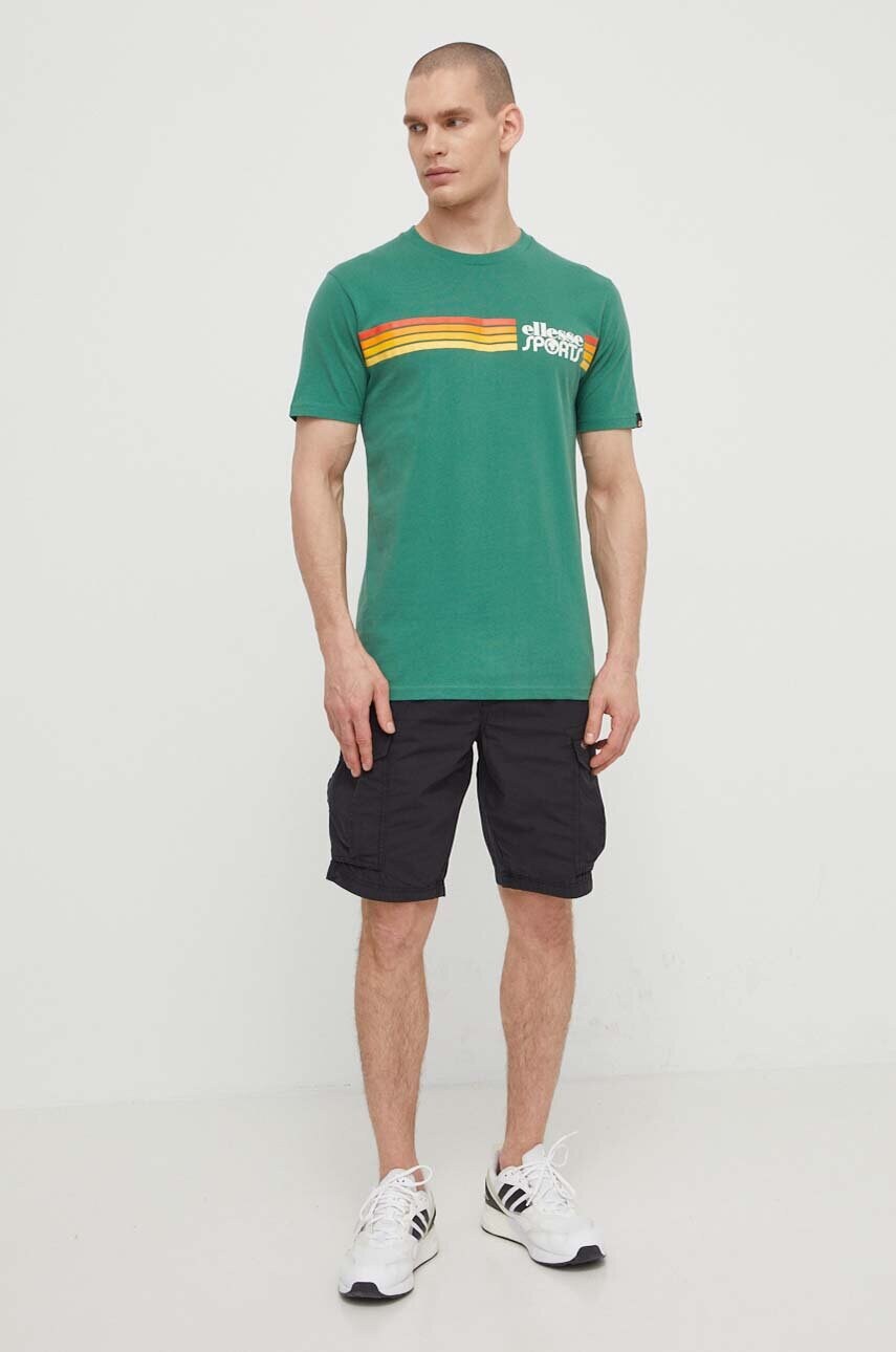 Бавовняна футболка Ellesse Sorranta T-Shirt чоловіча колір зелений з аплікацією SHV20128