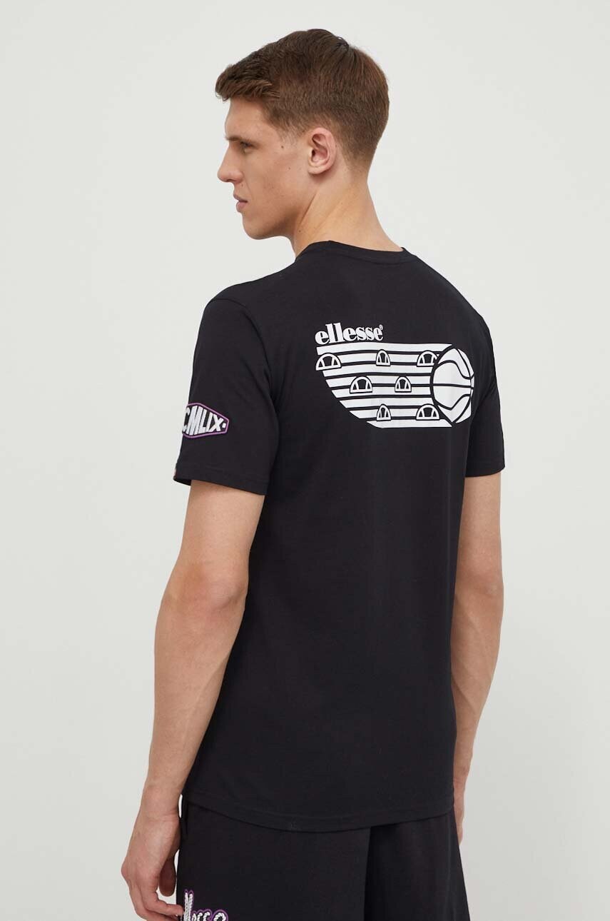 Бавовняна футболка Ellesse Boretto T-Shirt чоловіча колір чорний з принтом SHV20120
