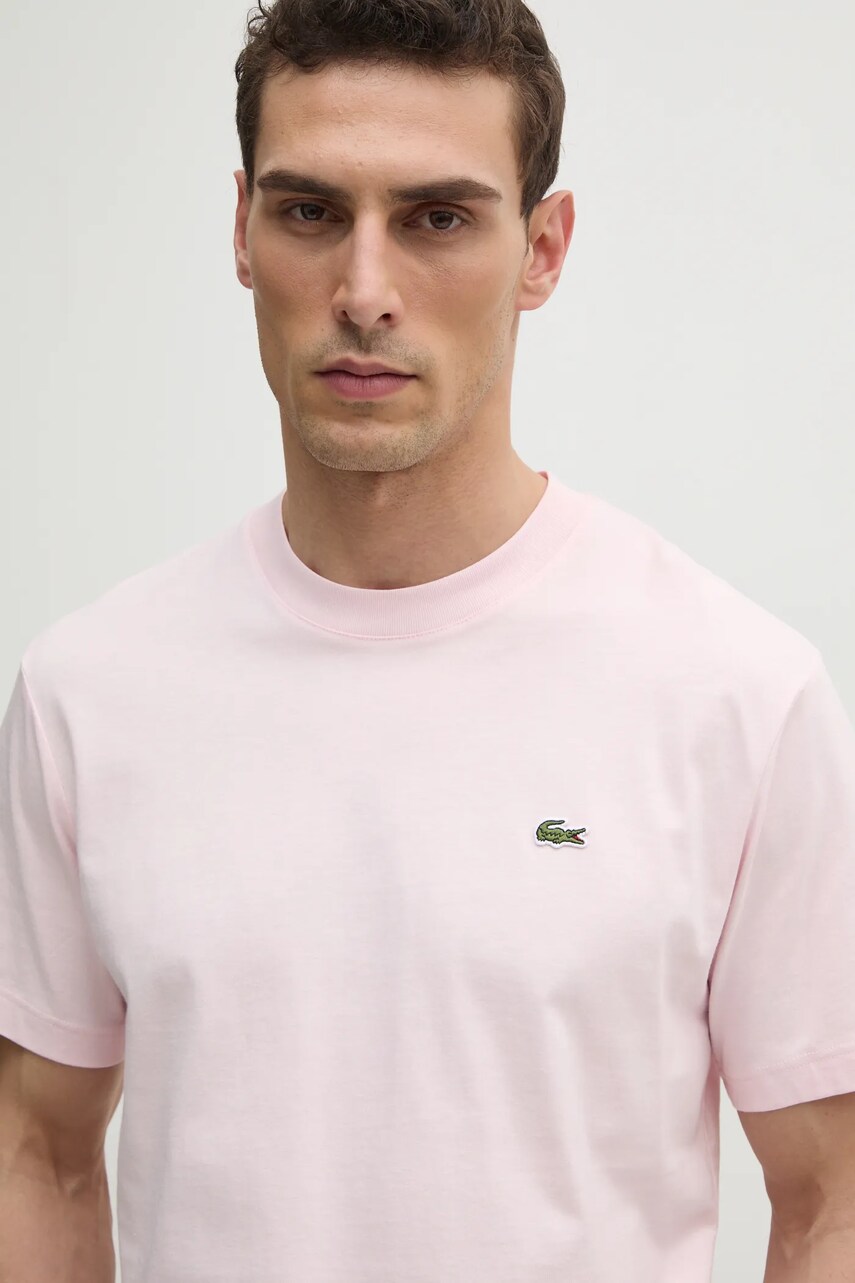 Бавовняна футболка Lacoste чоловіча колір білий однотонна TH7318