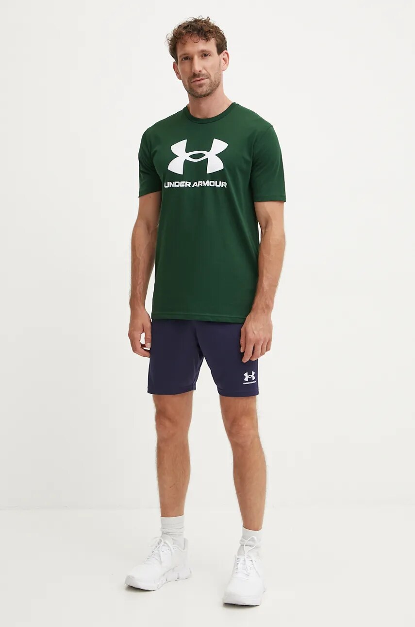 Футболка Under Armour чоловічий колір зелений з принтом