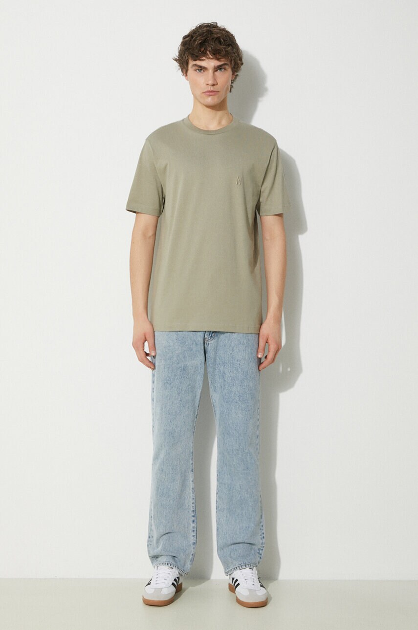 Бавовняна футболка Norse Projects Johannes Organic N Logo чоловіча колір бежевий однотонна N01.0643.2053