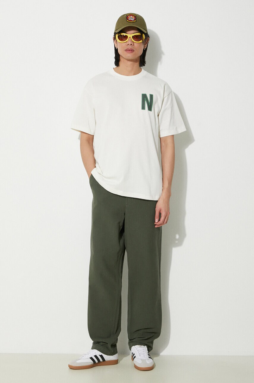 Бавовняна футболка Norse Projects Simon Loose Organic чоловіча колір бежевий з принтом N01.0659.0957