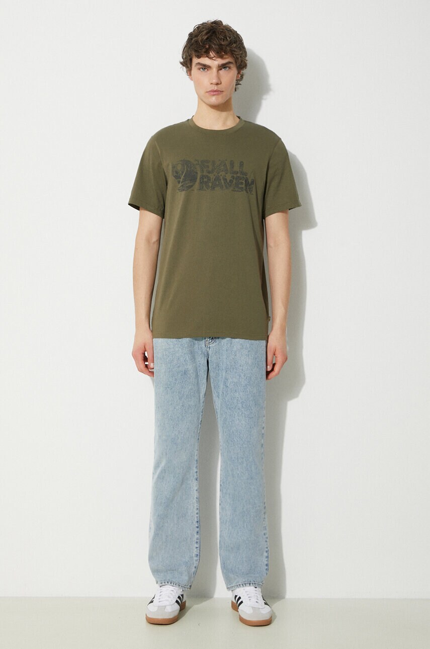 Футболка Fjallraven Lush Logo T-shirt M чоловіча колір зелений візерунок F12600219.625