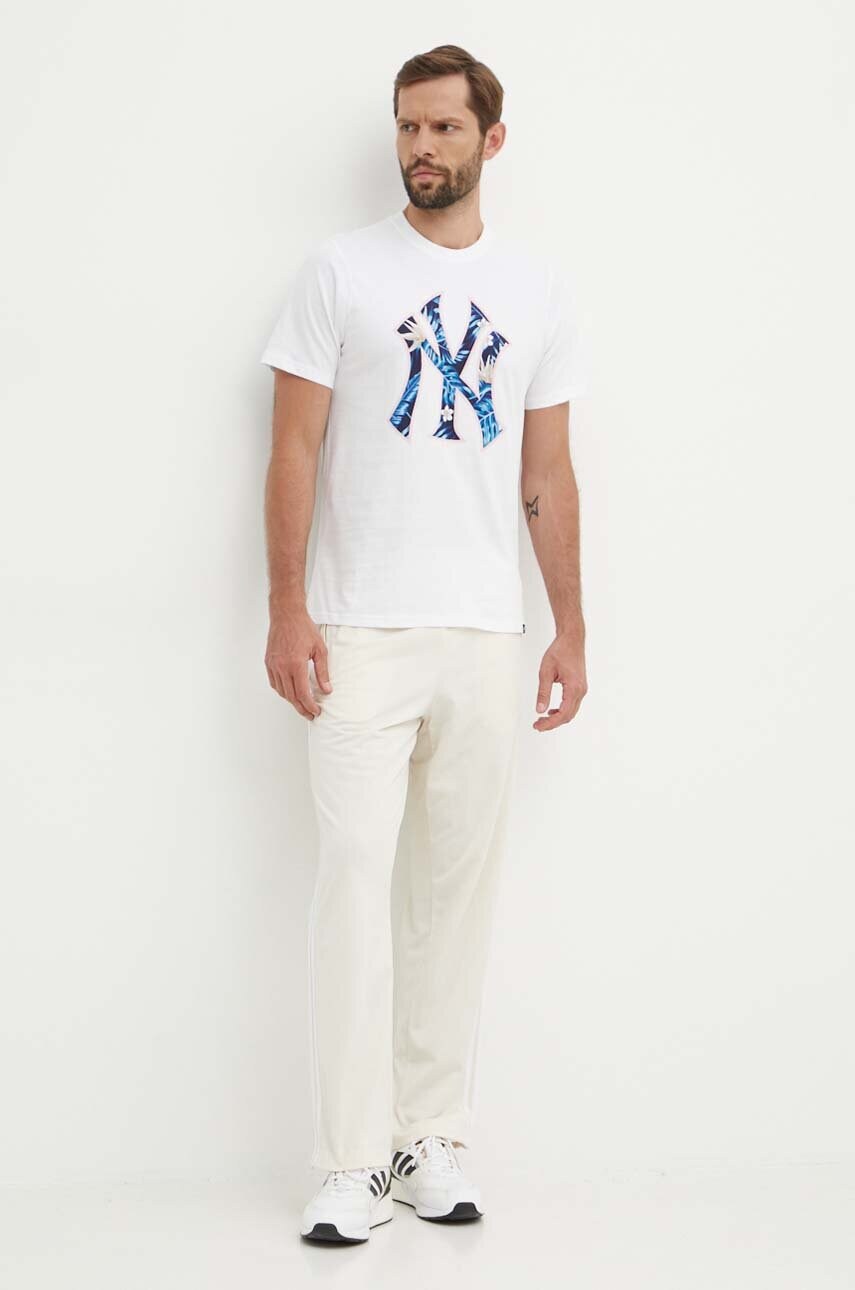 Бавовняна футболка 47 brand MLB New York Yankees чоловіча колір білий з принтом BB017TEMECH610503WW