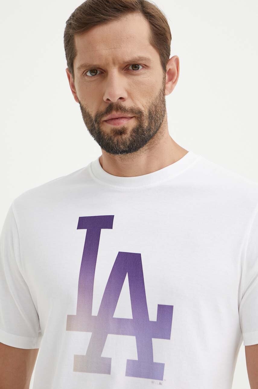 Бавовняна футболка 47 brand MLB Los Angeles Dodgers чоловіча колір білий з принтом BB012TEMECH618800WW
