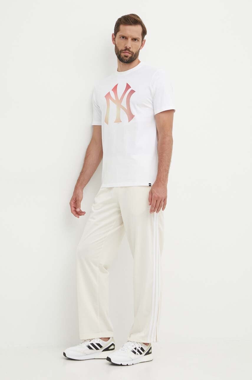 Бавовняна футболка 47 brand MLB New York Yankees чоловіча колір білий з принтом BB017TEMECH618798WW