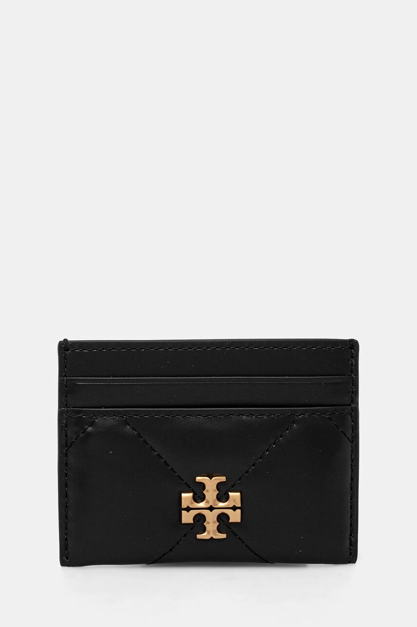 Шкіряний чохол на банківські карти Tory Burch Kira колір чорний 154993.001