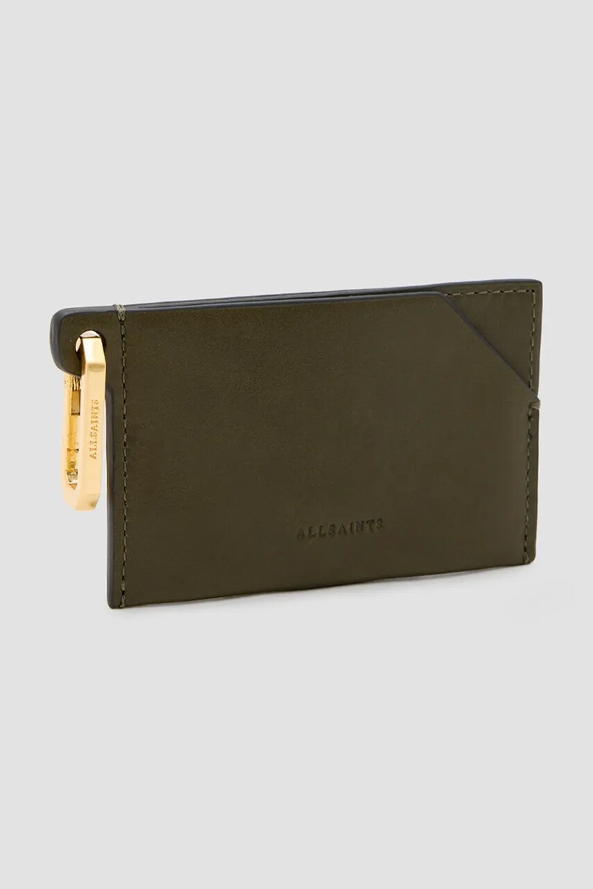 Шкіряний чохол на банківські карти AllSaints HEX CARDHOLDER колір зелений W398XB
