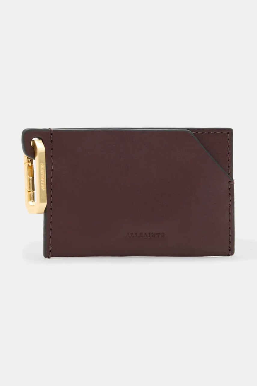Шкіряний чохол на банківські карти AllSaints HEX CARDHOLDER колір бордовий W398XB