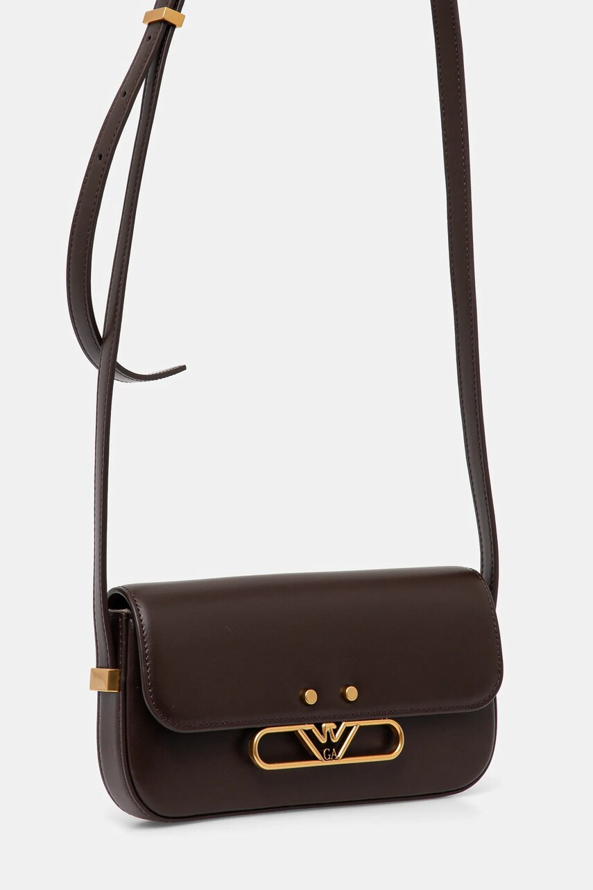 Шкіряна сумочка Emporio Armani колір коричневий EW001212 AF14786