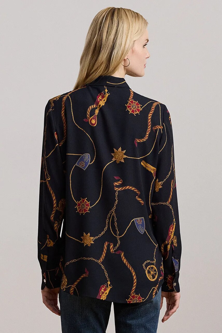 Блузка Lauren Ralph Lauren жіноча колір синій візерунок 200957153
