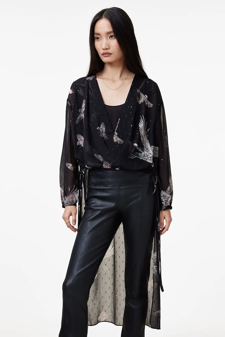 Блузка AllSaints AVALA жіноча колір чорний візерунок W108PB