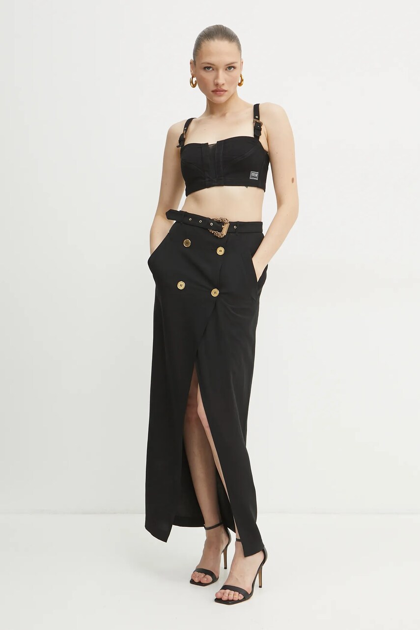 Джинсовий топ Versace Jeans Couture жіноча колір чорний однотонна 78HAM250 DW040L54