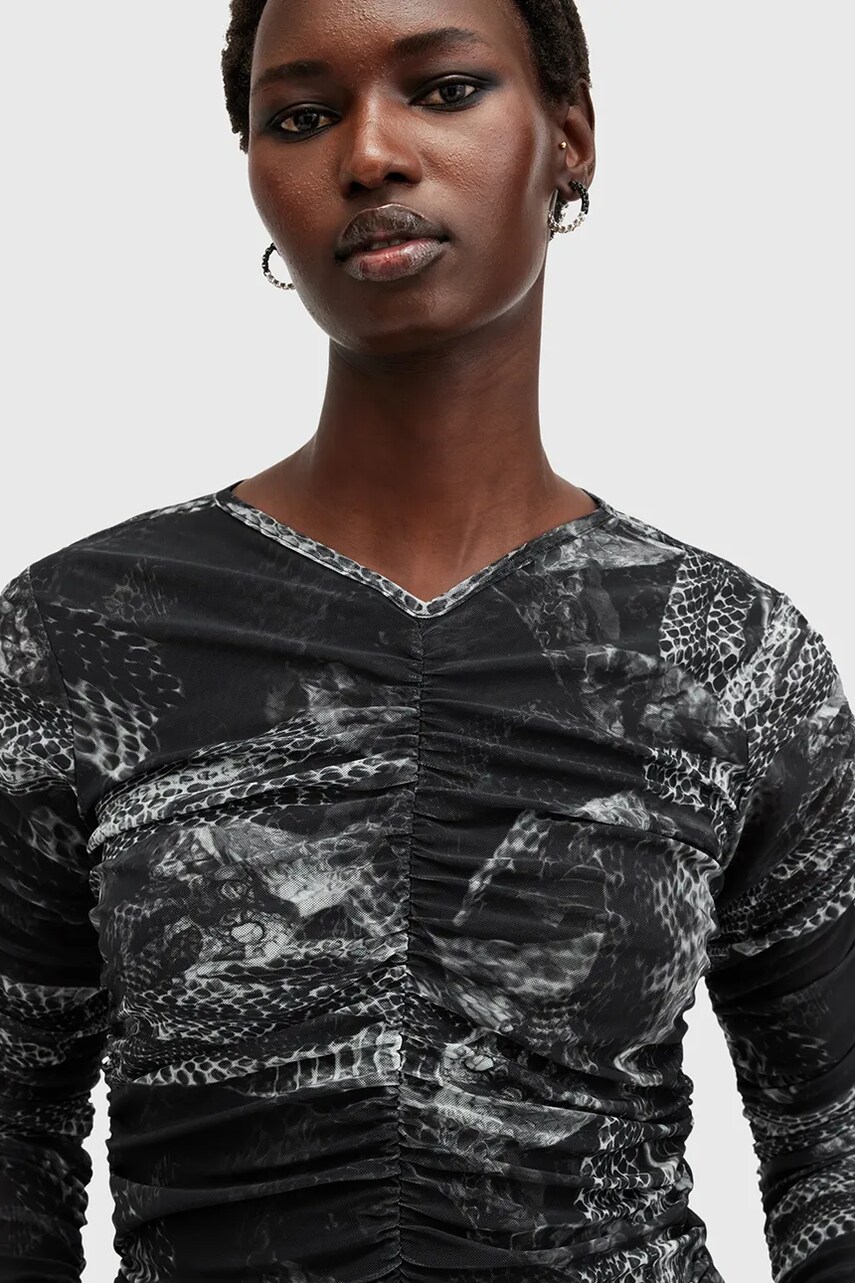 Блузка AllSaints KEIKO жіноча колір сірий візерунок W008JC