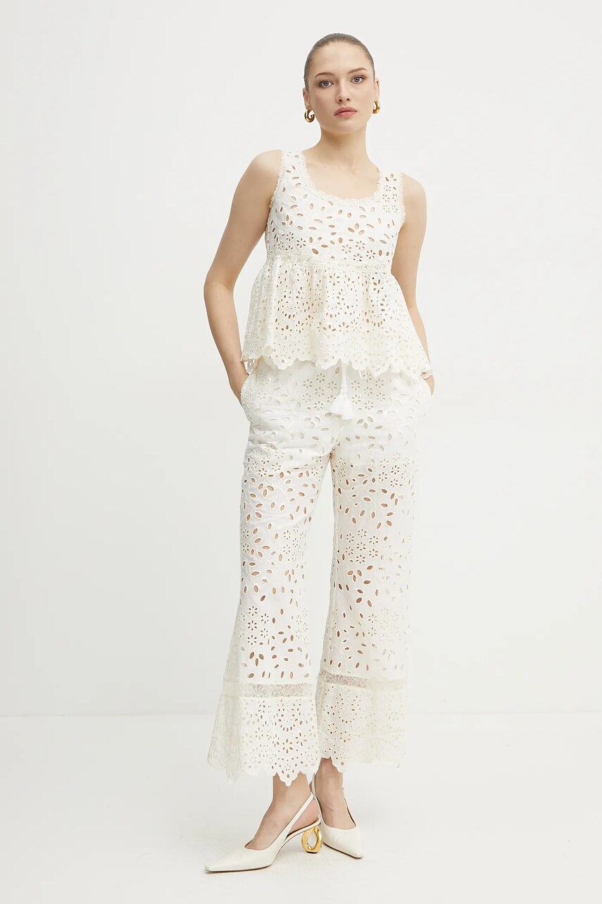 Бавовняний топ Ermanno Scervino жіноча колір білий з аплікацією 56TL001EN3