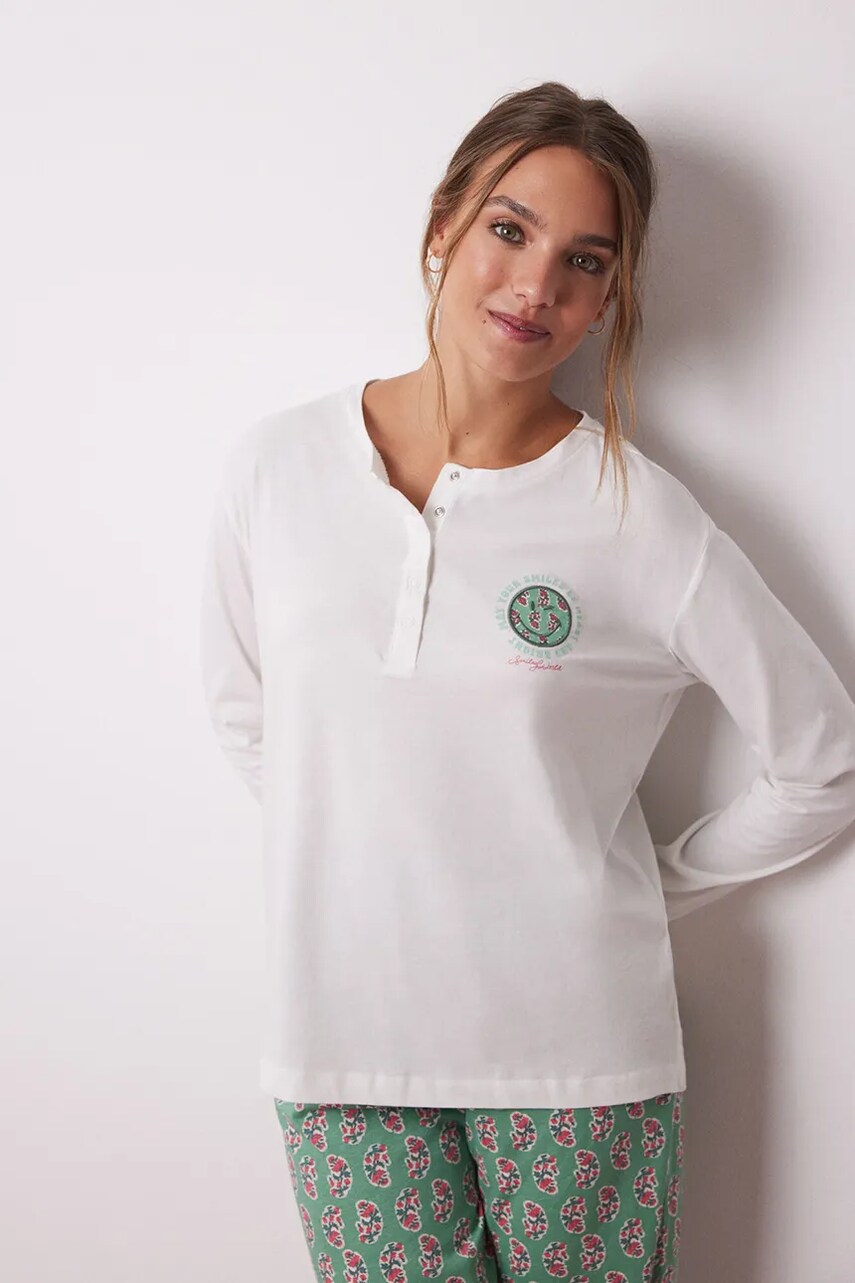 Бавовняна піжама women'secret VERY MERRY колір бежевий з бавовни 3138658