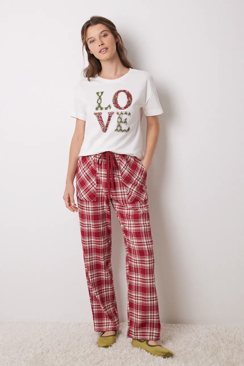 Піжамні штани women'secret MIX AND MATCH LOVE ACTUALLY жіночі колір червоний 3708469
