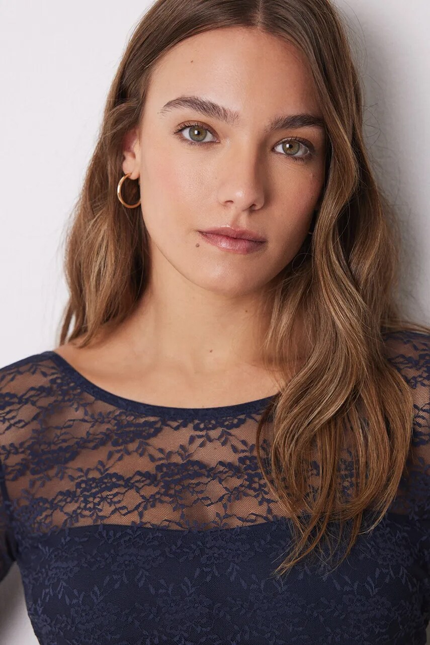 Боді women'secret DITSY HELANKAS колір синій мереживо однотонне 5668302