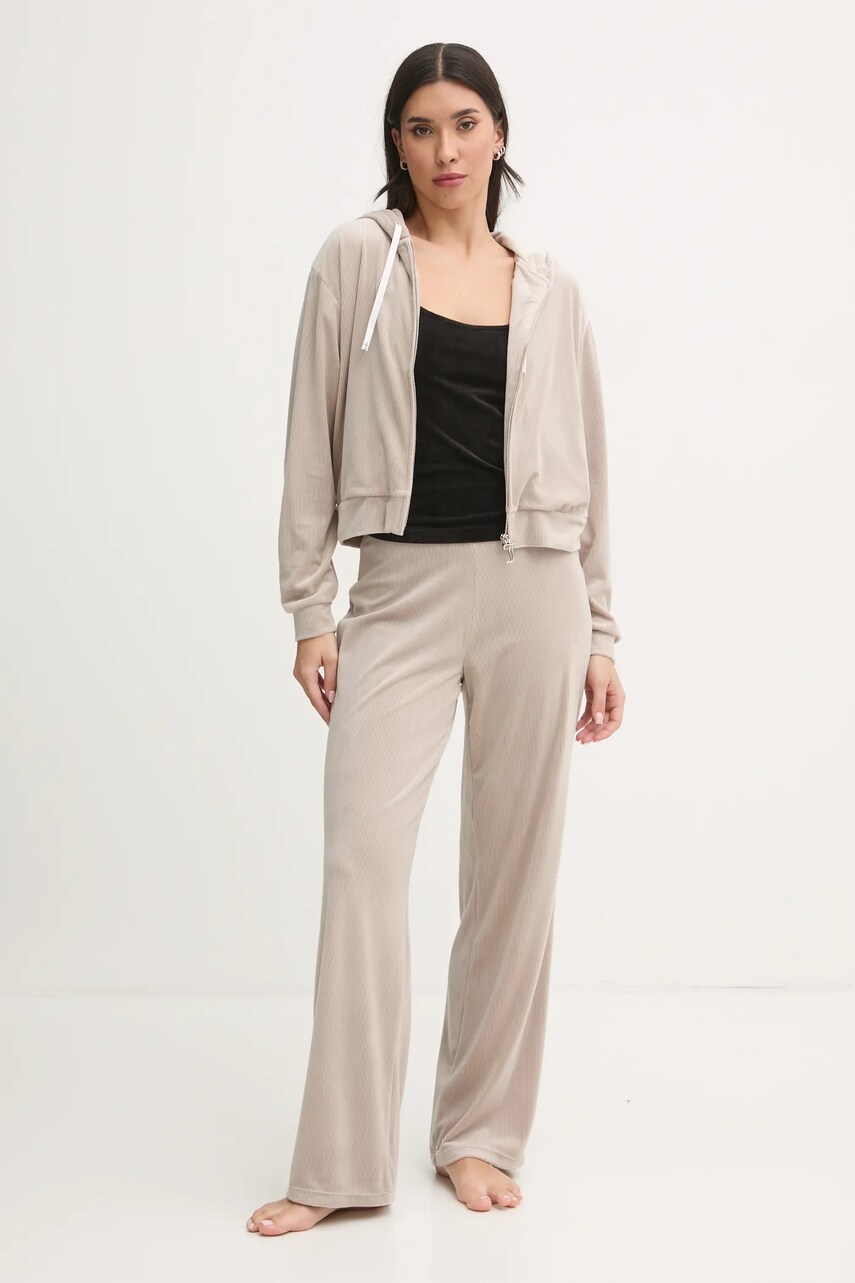 Піжамні штани Juicy Couture VICKY RIB FLARE PANT жіночі колір бежевий JCLAS125504
