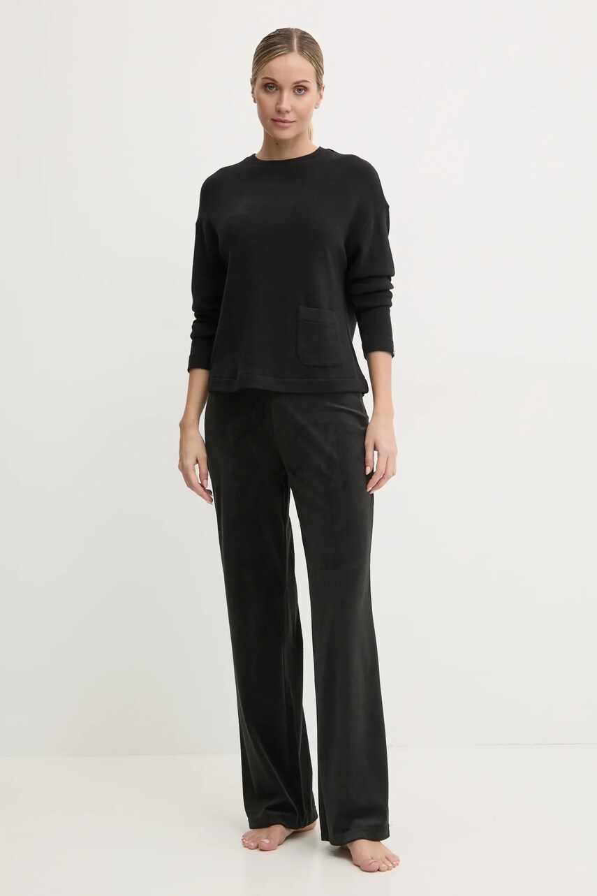 Піжамні штани Juicy Couture VICKY RIB FLARE PANT жіночі колір чорний JCLAS125504