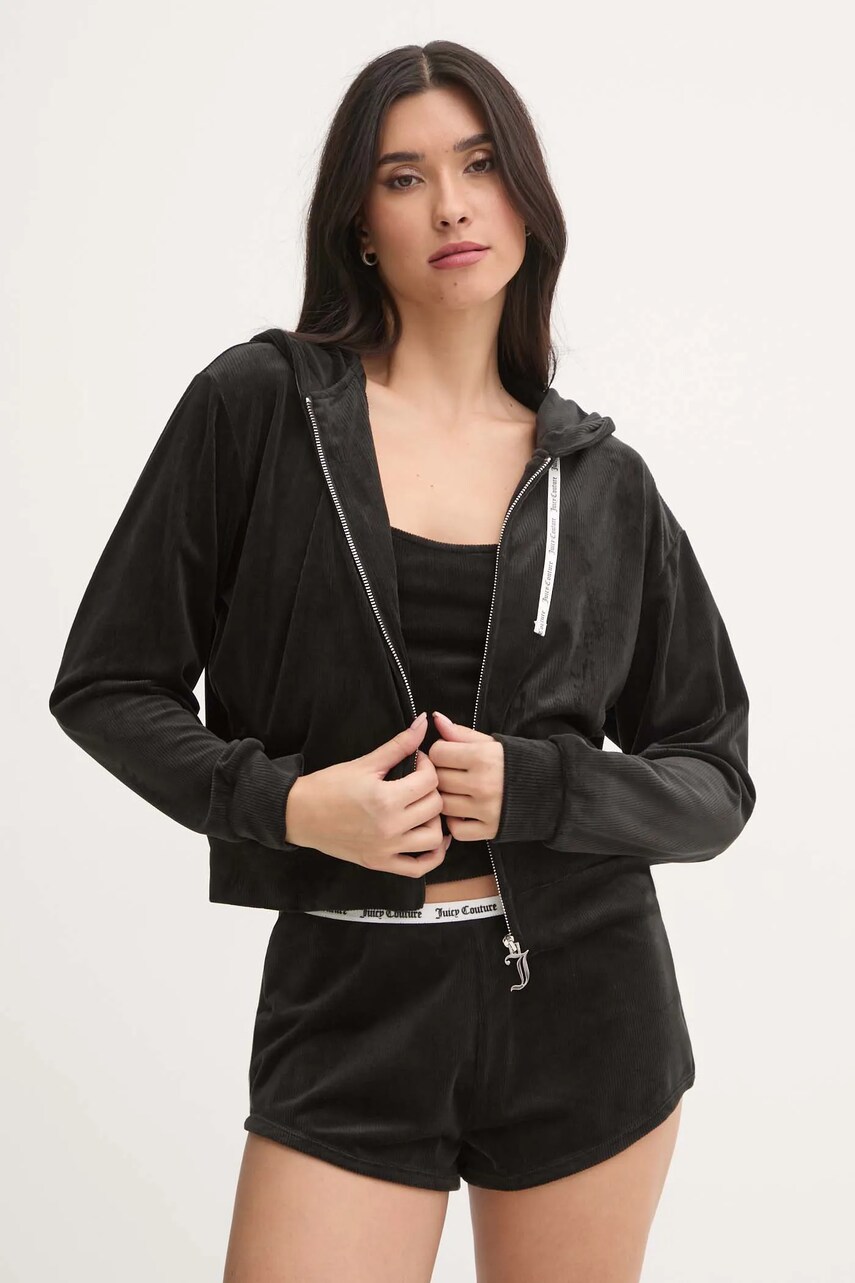 Піжамний топ Juicy Couture ELINA RIB VELOUR TOP колір чорний JCLCT125501
