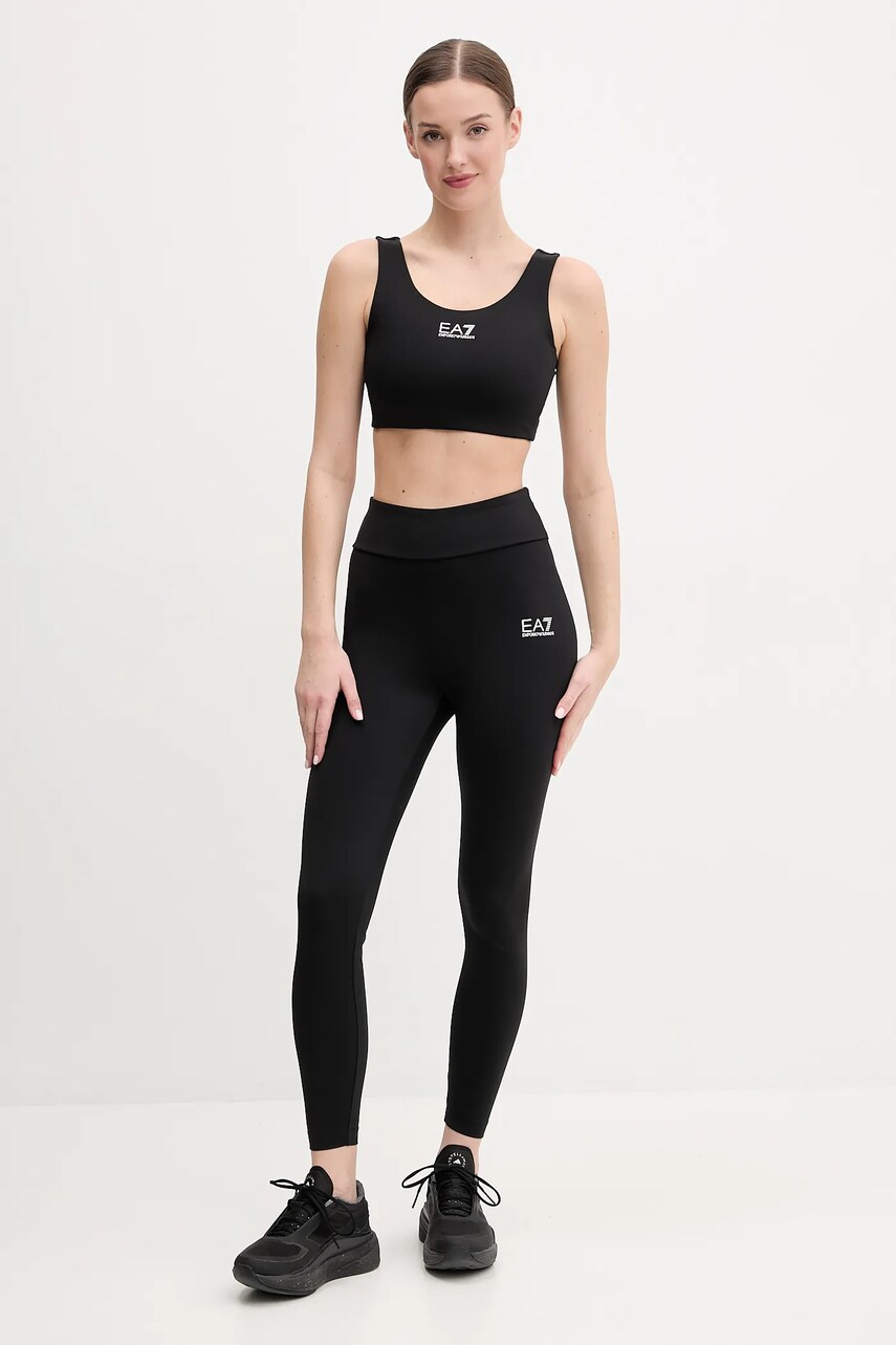 Спортивний бюстгальтер EA7 Emporio Armani колір чорний однотонний AF12625.7W000230