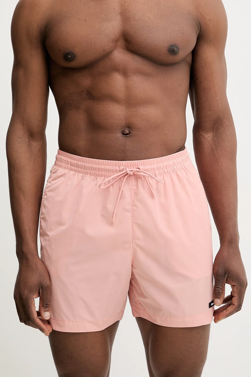 Купальні шорти Calvin Klein колір рожевий KM0KM01111