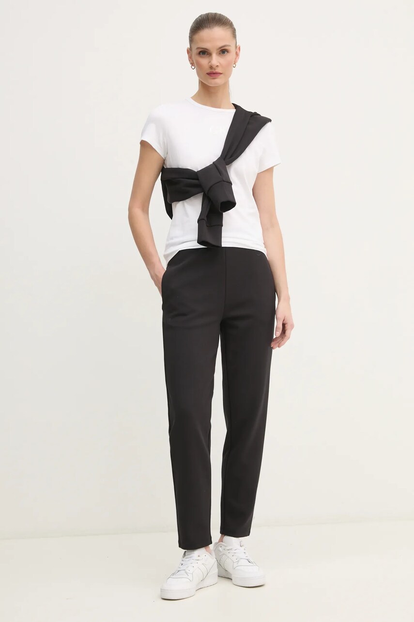 Кофта Calvin Klein жіноча колір чорний з капюшоном з аплікацією K20K207954