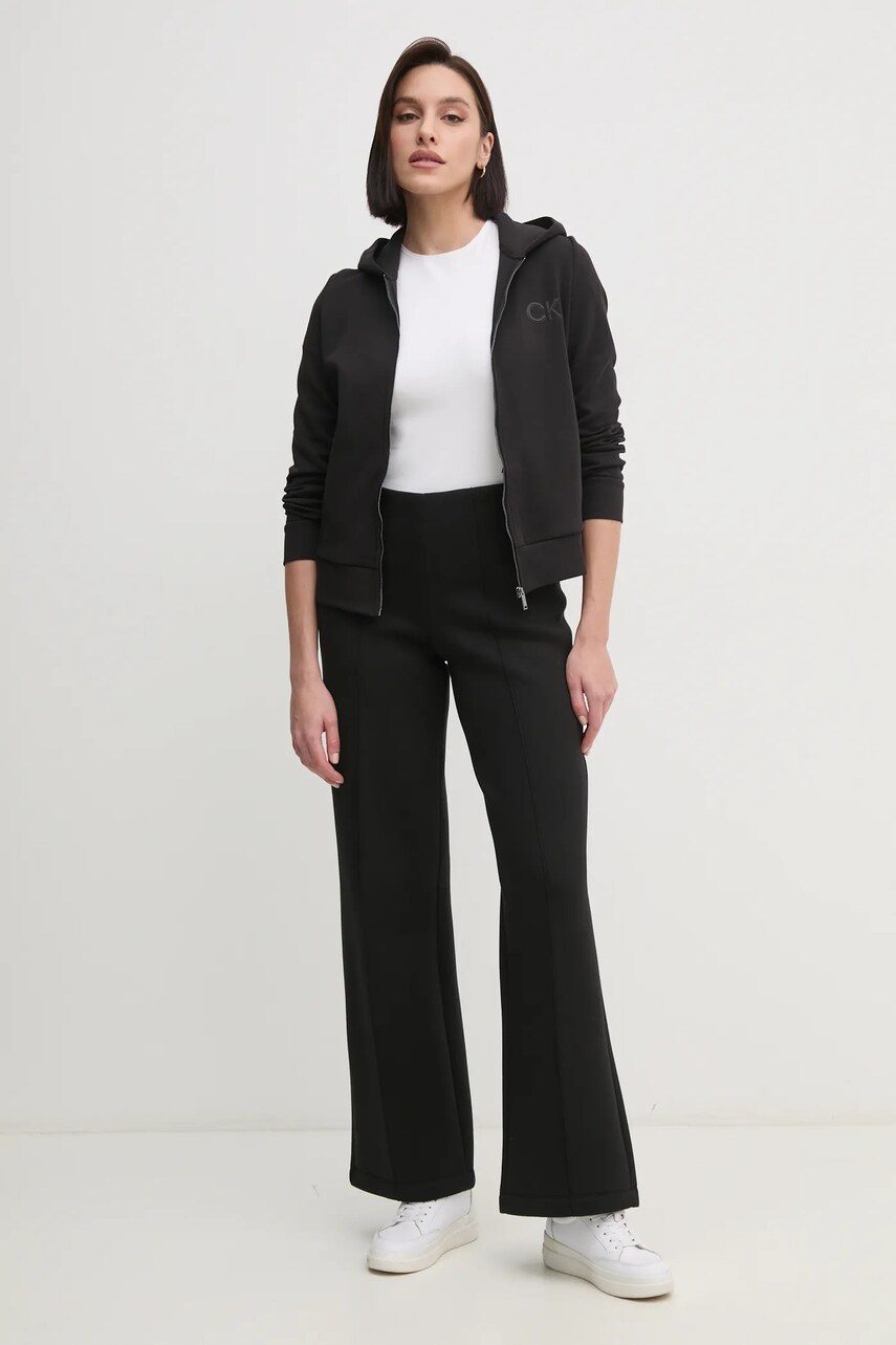 Кофта Calvin Klein жіноча колір чорний з капюшоном з аплікацією K20K207955