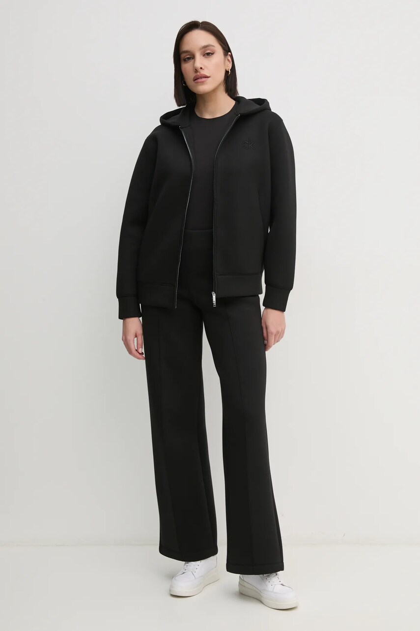 Кофта Calvin Klein жіноча колір чорний з капюшоном меланж K20K208087